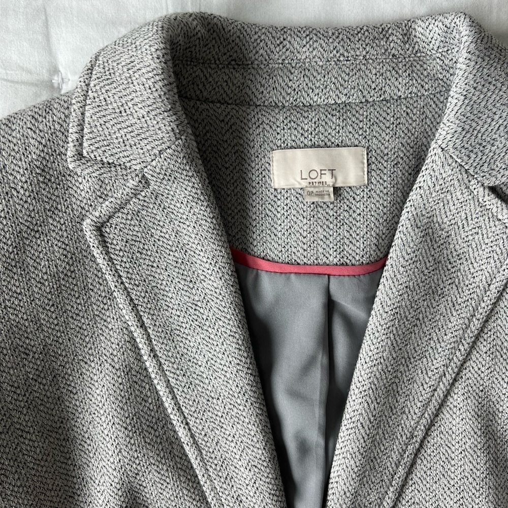 Loft 0P Gray Herringbone Blazer - Picture 7 of 7